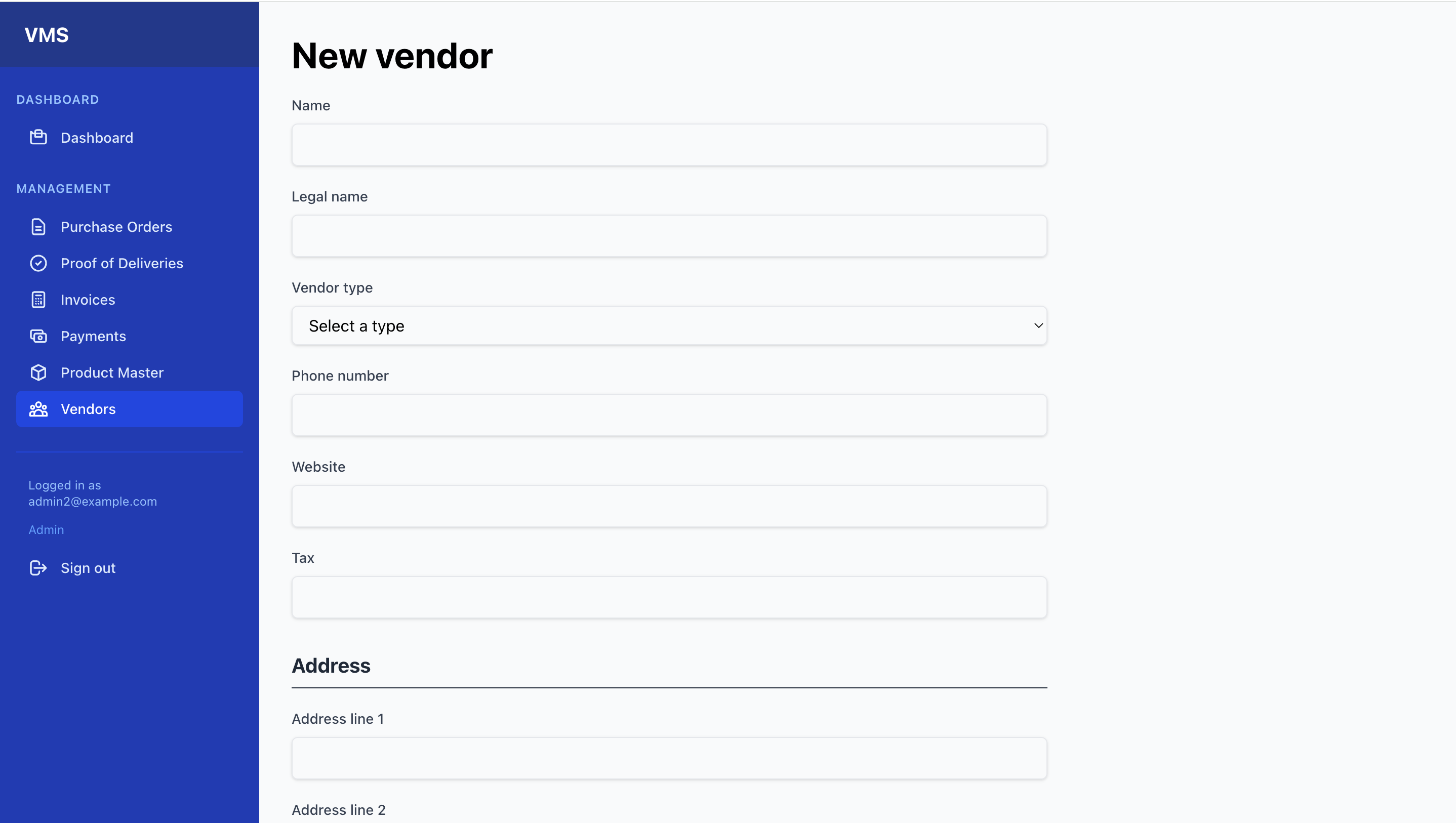 VMS Dashboard