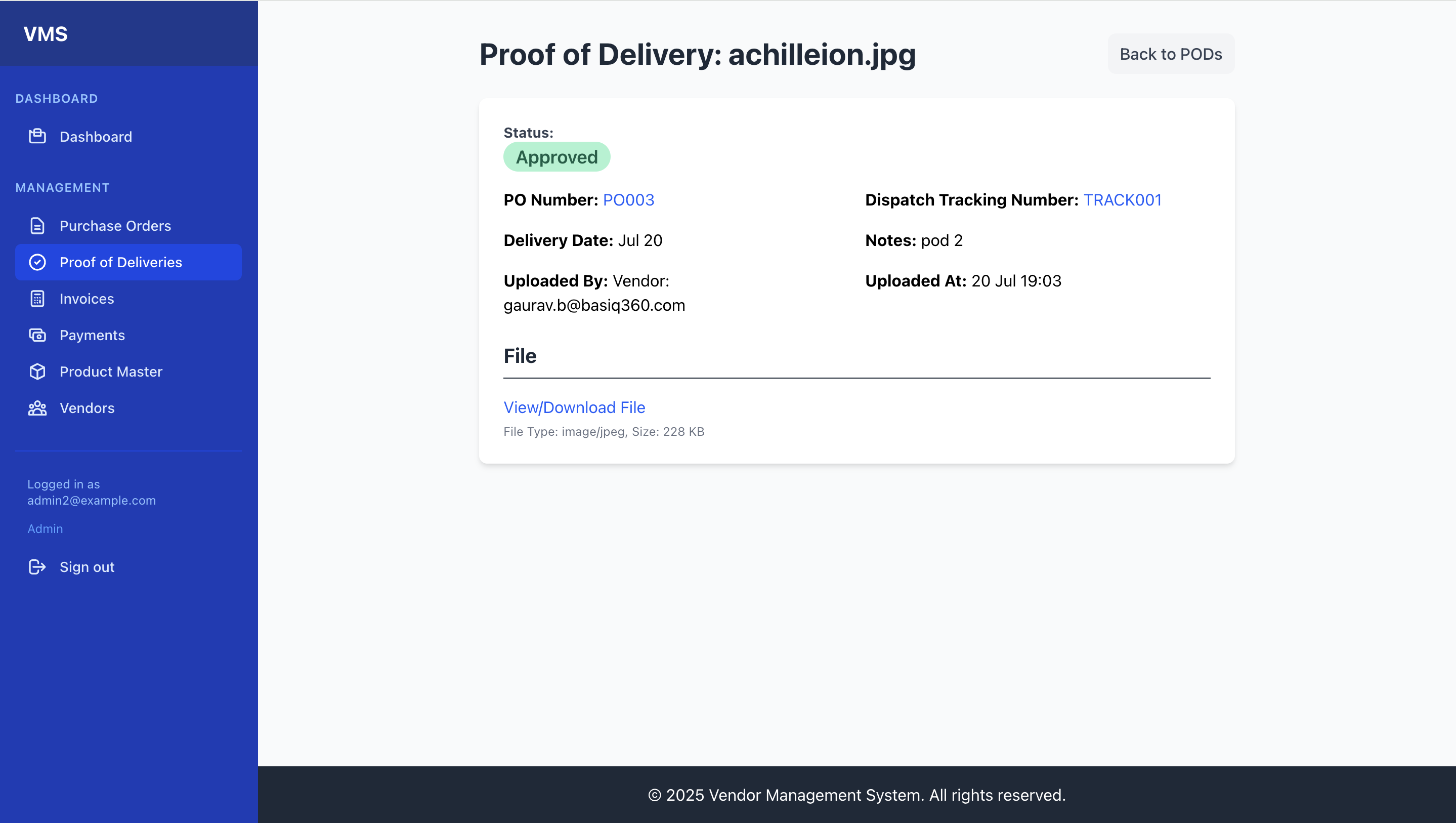 VMS Dashboard