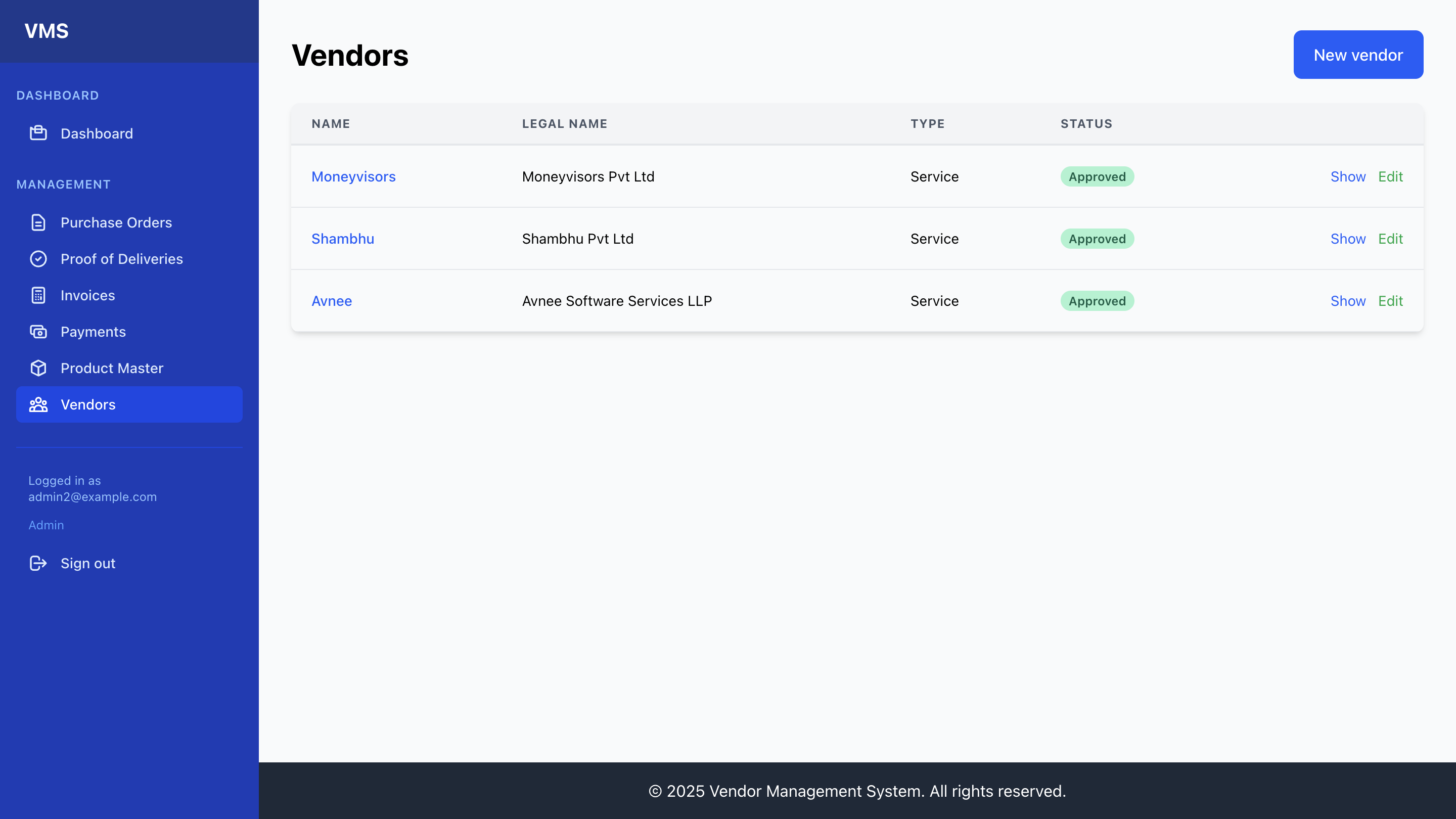 VMS Dashboard