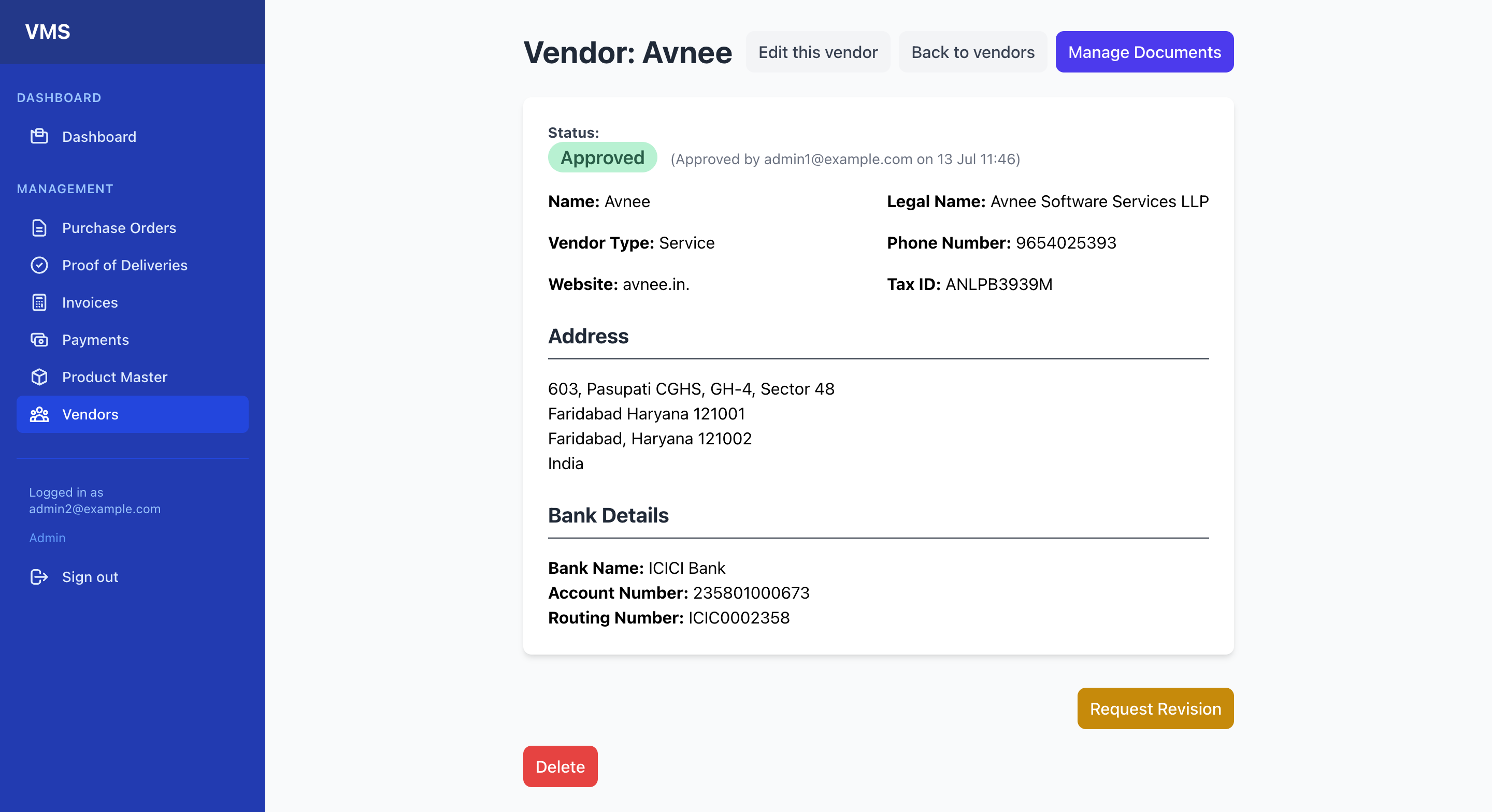 VMS Dashboard