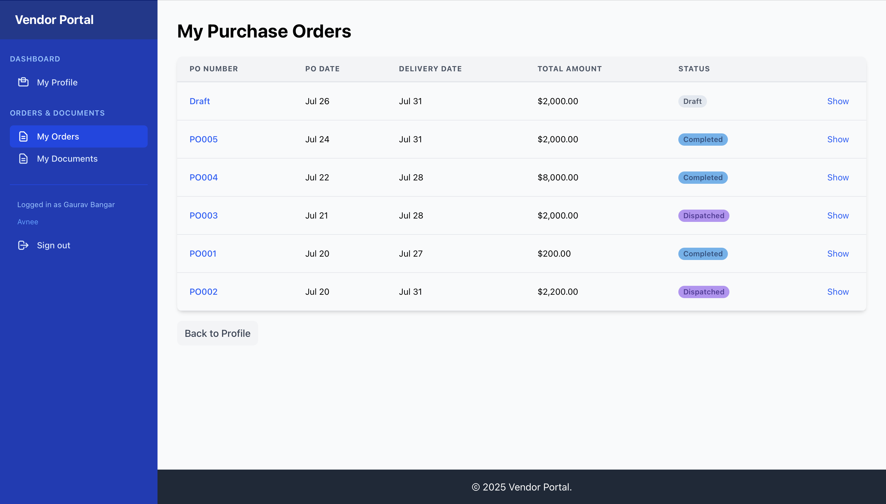 VMS Dashboard